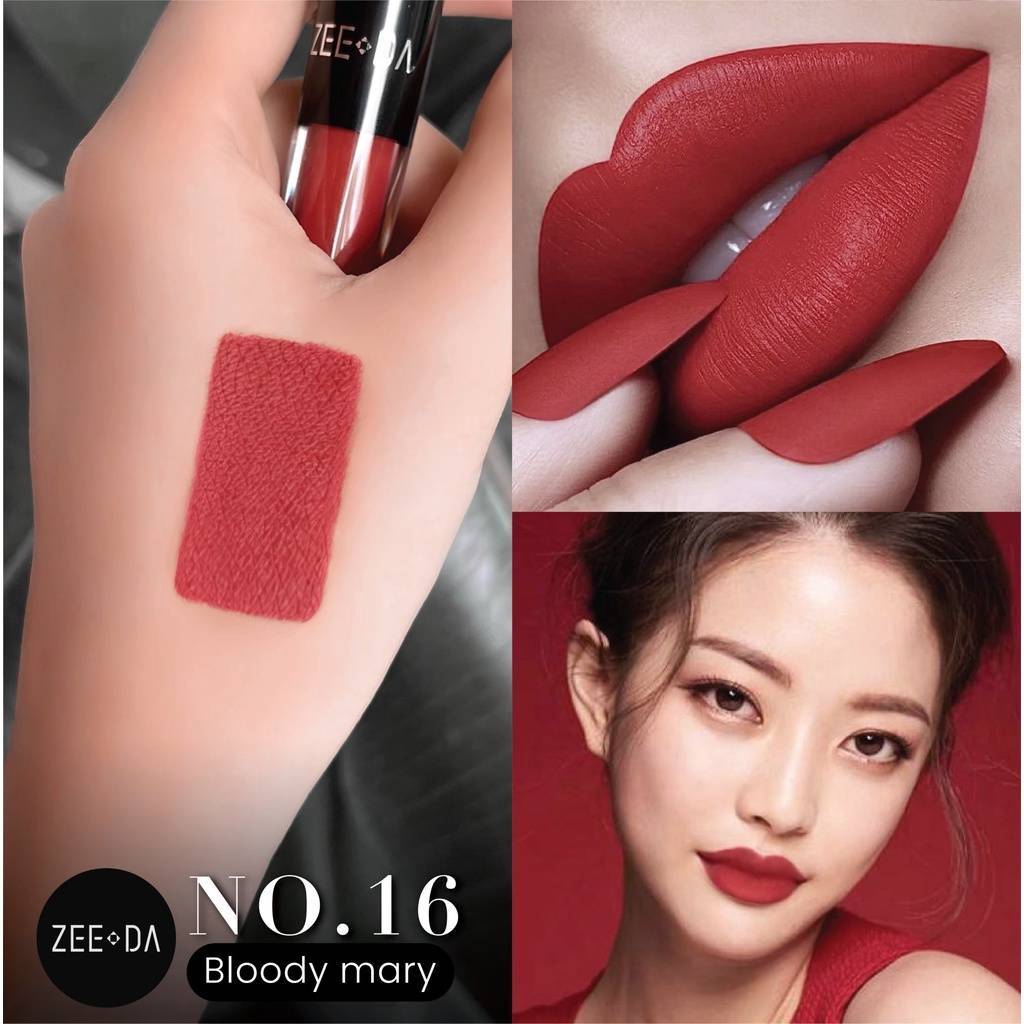 💄 (16 SCARLET) ZEEDA SILKY COAT LIP MATTE ลิปกันน้ำ ไม่ติด mask