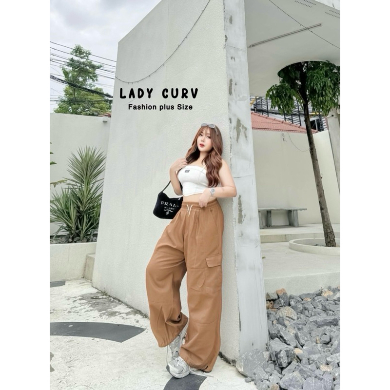 (LC) กางเกงคาร์โก้เอวสูง สม็อครอบเอว เชือกใช้งานได้จริง ปลายขารูดได้หรือไม่รูดก็เก๋ เสื้อผ้าสาวอวบอ้วน ไซส์ใหญ่ ราคา ถูกที่สุด ดีลบีเคเค แกลเลอรีภาพที่ 5