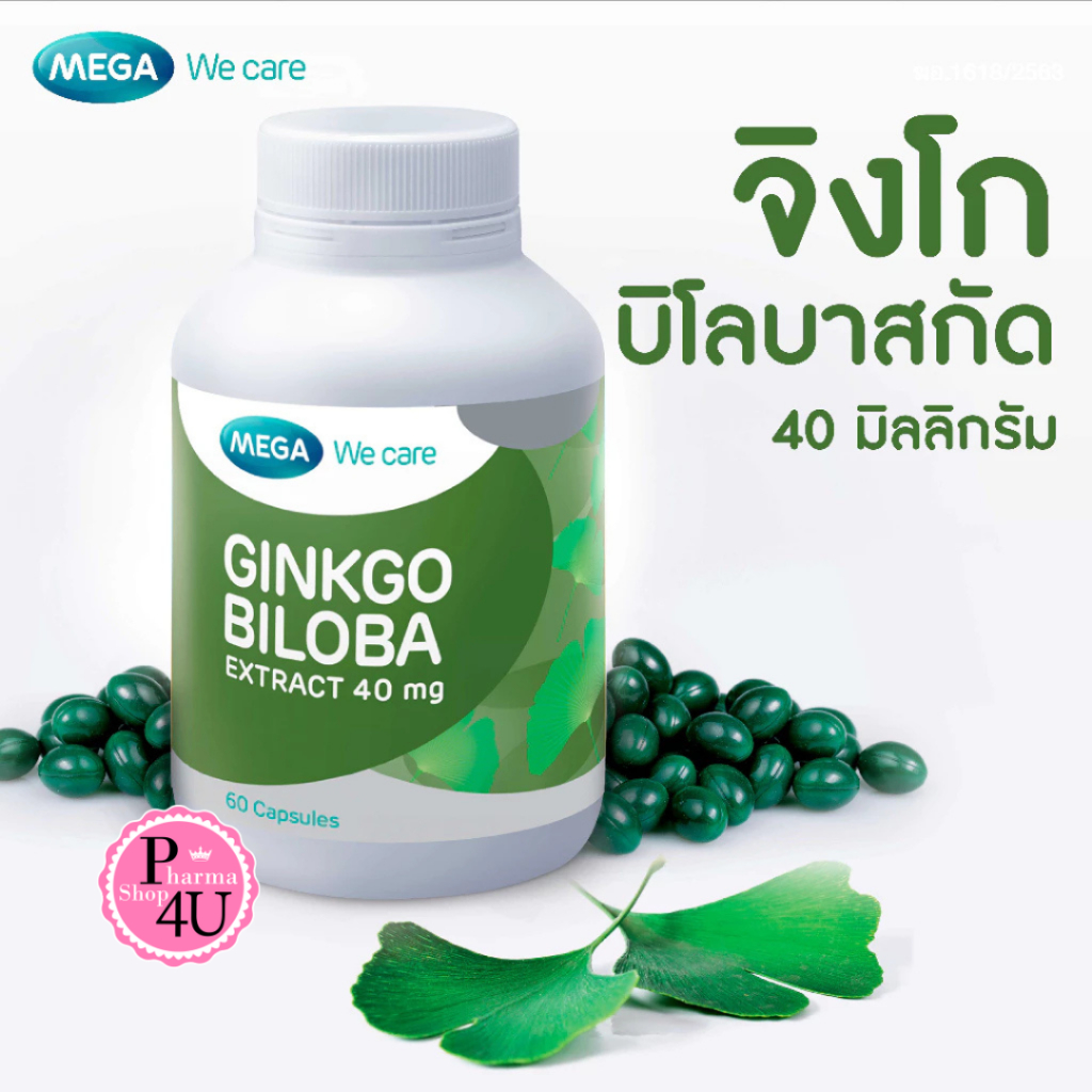 Mega We Care Ginkgo Biloba บรรจุ 60 แคปซูล เมก้า วี แคร์ จิงโกะ สารสกัดจากใบแป๊ะก๊วย [1939]