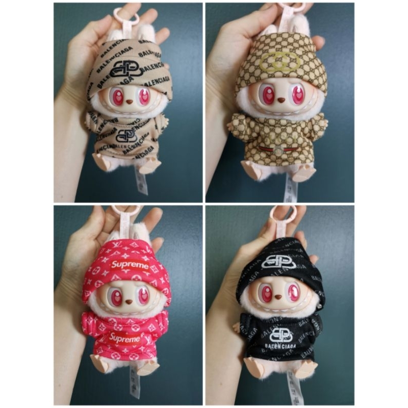 พร้อมส่ง 1-2วันรอรับได้เลยจ้า เสื้อ+หมวกตุ๊กตาพวงกุญแจ labubu V1 V2