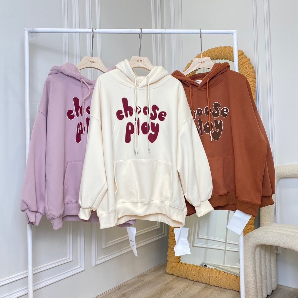 PP8260 เสื้อแขนยาวมีฮู๊ดสกรีนลาย CHOOSE PLOY