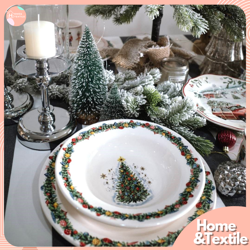 【พร้อมส่ง】จานเซรามิค ลายต้นคริสต์มาส | christmas collection