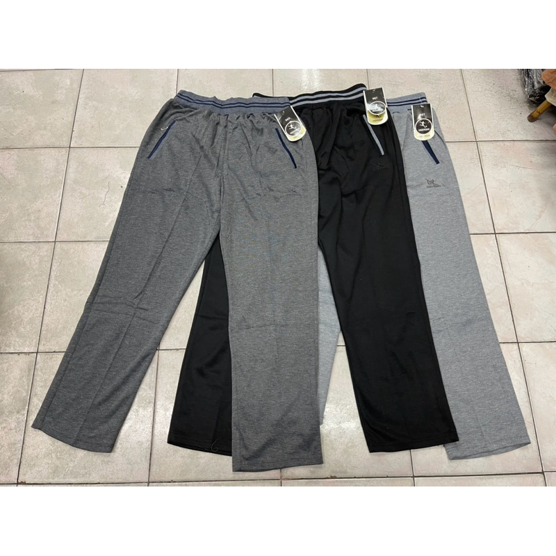 กางเกงวอร์มผ้ายืดไซส์ใหญ่จัมโบ้สำหรับคนอวบตัวสูงเนื้อผ้ายืดเยอะใส่สบายปลายขาปล่อย มีเชือกผูกเอวซ่อนอยู่ด้านใน#987# - รูปที่ 2