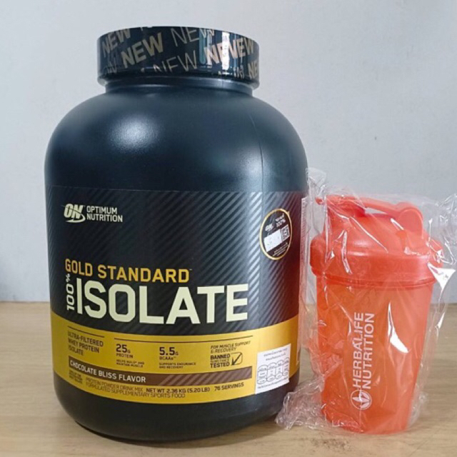 Optimun Nutrition Gold standard  isolate100% Whey Protien1.58- 5lbs เวย์โปรตีนแถมแก้ว