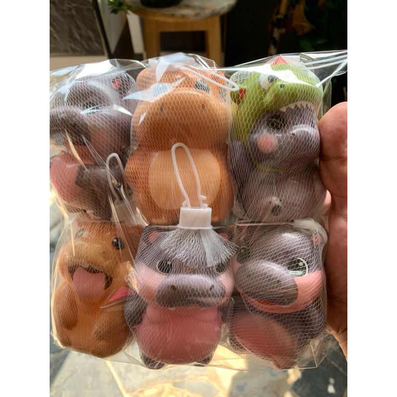 ของเล่นบริหารกล้ามเนื้อนิ้วมือสกุดชี่ลายหมูเด้งนุ่มนิ่มสุดน่ารัก1เซต6ชิ้นสินค้าพร้อมส่ง