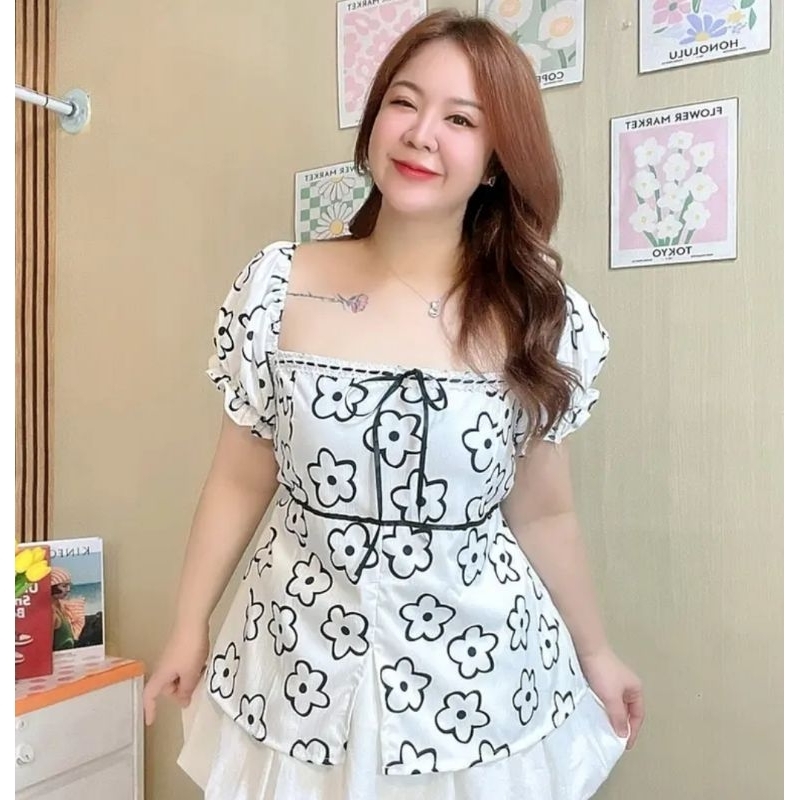 งานขายดีเสื้อแขนตุ๊กตา ลายดอกผ้าครัช สไตล์สาวเวียดนาม รูปที่ 2