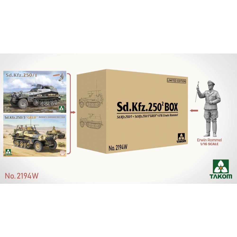 พลาสติก โมเดล ประกอบ TAKOM สเกล 1/35 Sd.Kfz.250² Box Sd.Kfz.250/1+Sd.Kfz.250/3"GREIF"+1/16 Erwin Rom