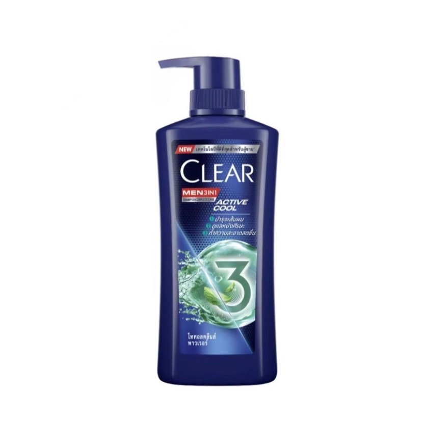 LeeMart แชมพู เคลียร์ CLEAR 390ML ยาสระผม เคลียแชมพูสระผม เครีย แชมพูขจัดรังแค สูตร คูลสปอร์ตเมนทัล สีน้ำเงิน