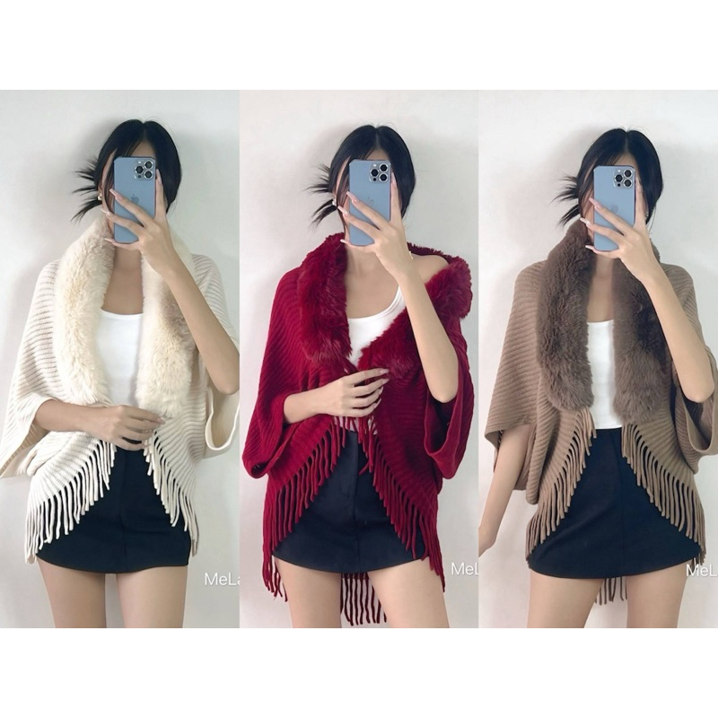 เสื้อคุมไหมพรมขนมิ้งค์ ผ้านุ่ม ใส่สบาย แต่งชายระบาย