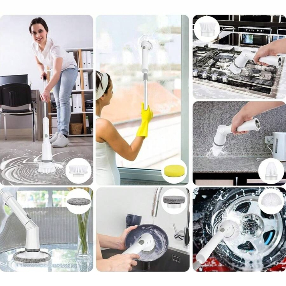 แปรงขัดไฟฟ้า PAE-534 6in1 แปรงอเนกประสงค์ แปรงขัดห้องน้ำ ขัดพื้น ถูพื้น ฟรีหัวเปลี่ยน 6แบบ ปรับได้ 2ระดับ ชาร์จUSB - รูปที่ 6