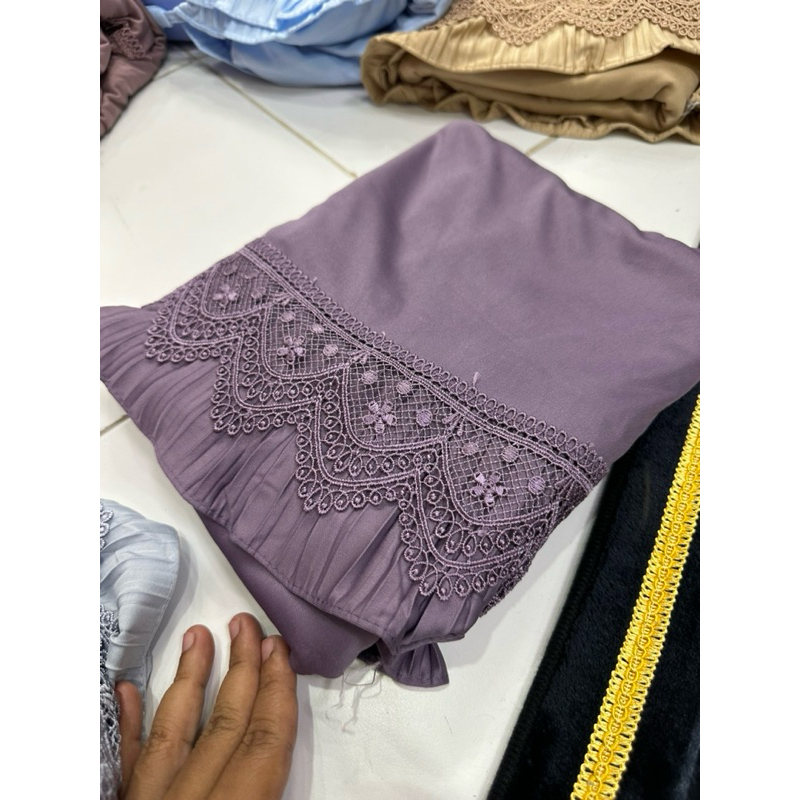 ผ้าละหมาดลูกไม้อัดพลีดแบรนด์แท้Sitikhadijah