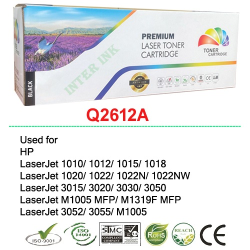 หมึกเทียบเท่า LaserJet 1020/ 1022/ 1022N/ 1022NW (Q2612A) สีดำ Full Color