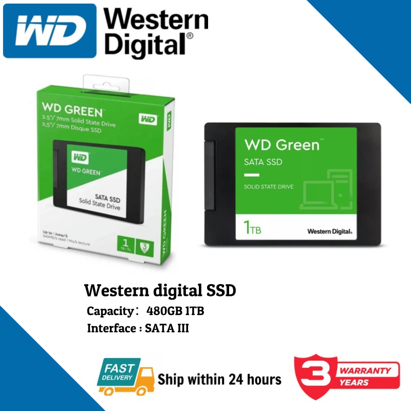 480GB/1TB SSD (เอสเอสดี) WD GREEN - 2.5" SATA (WDS100T3G0A)