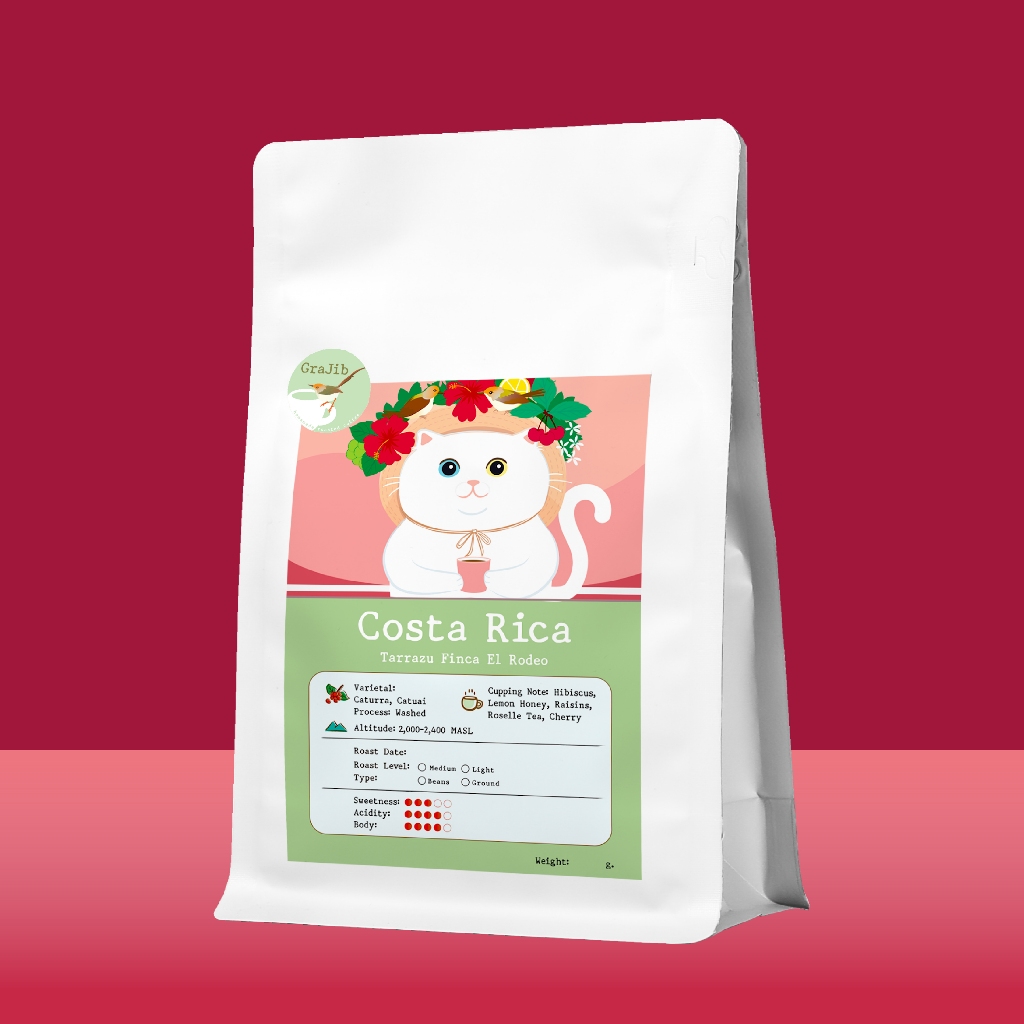 เมล็ดกาแฟคั่ว คอสตาริกา Costa Rica Tarrazu Finca El Rodeo | คั่วอ่อน | Grajib (กระจิบ)