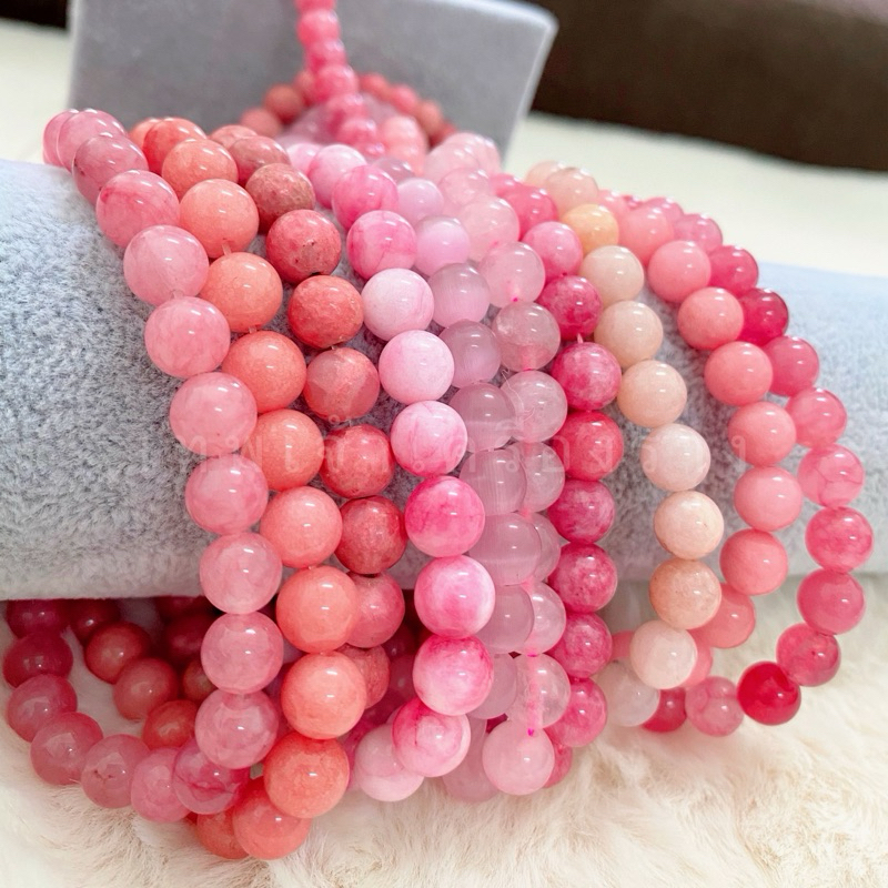 หินนำโชค โรสควอซ 8 มิล สีชมพู แพ็ค 10, 20, เส้นยาว48เม็ด Sale #ขายดีที่สุด