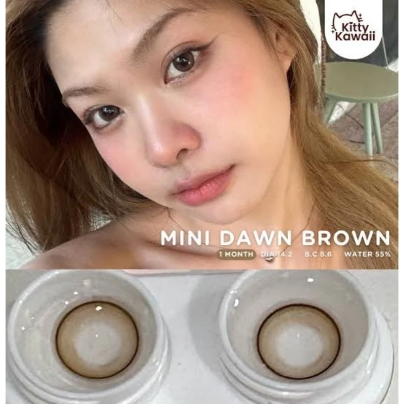 💖 Kitty kawaii ๑ mini Dawn สายตา -00 ถึง -1000 brown gray Contactlens บิ๊กอาย คอนแทคเลนส์ ราคาถูก ฟรีตลับ