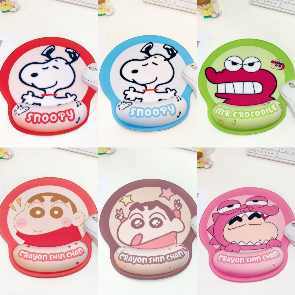 พร้อมส่ง💕 แผ่นรองเม้าส์ มีที่รองข้อมือ บรรเทาอาการปวดข้อมือ ลายการ์ตูน | Bluerubystore