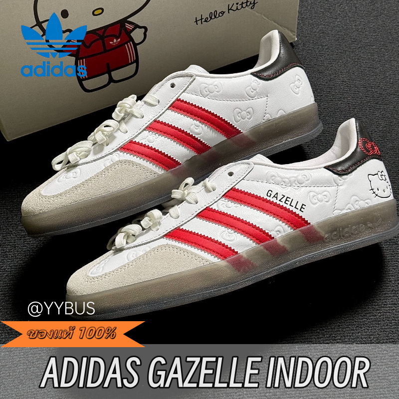 ｛ของแท้ 100%｝Hello Kitty x adidas originals GAZELLE INDOOR “White Red Core Black” II0013