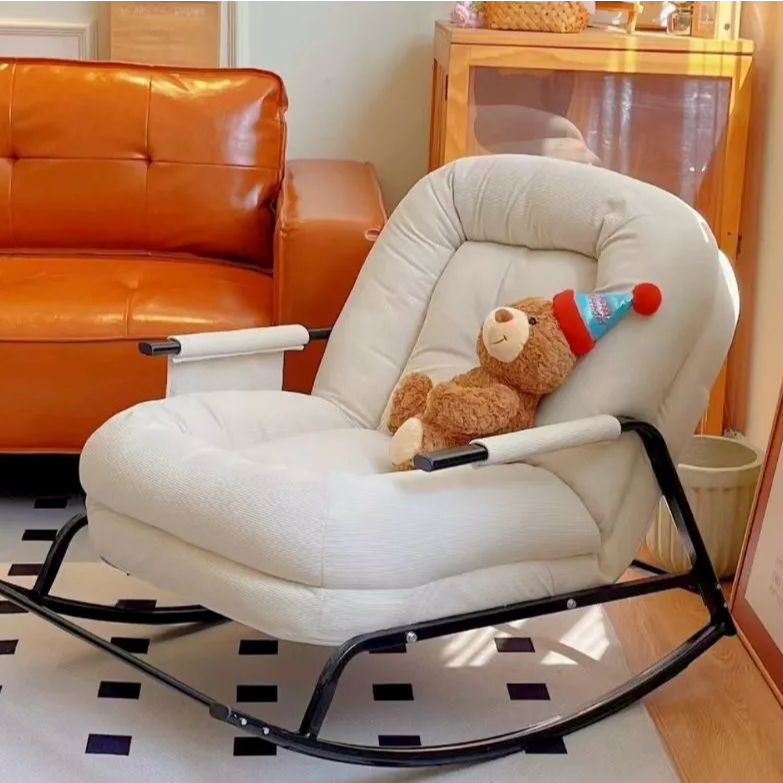 Homemark โซฟาโยก Rocking Chair พร้อมเบาะนวม เก้าอี้พักผ่อน เก้าอี้นอน เก้าอี้โซฟา เบาะหนา นอนสบาย
