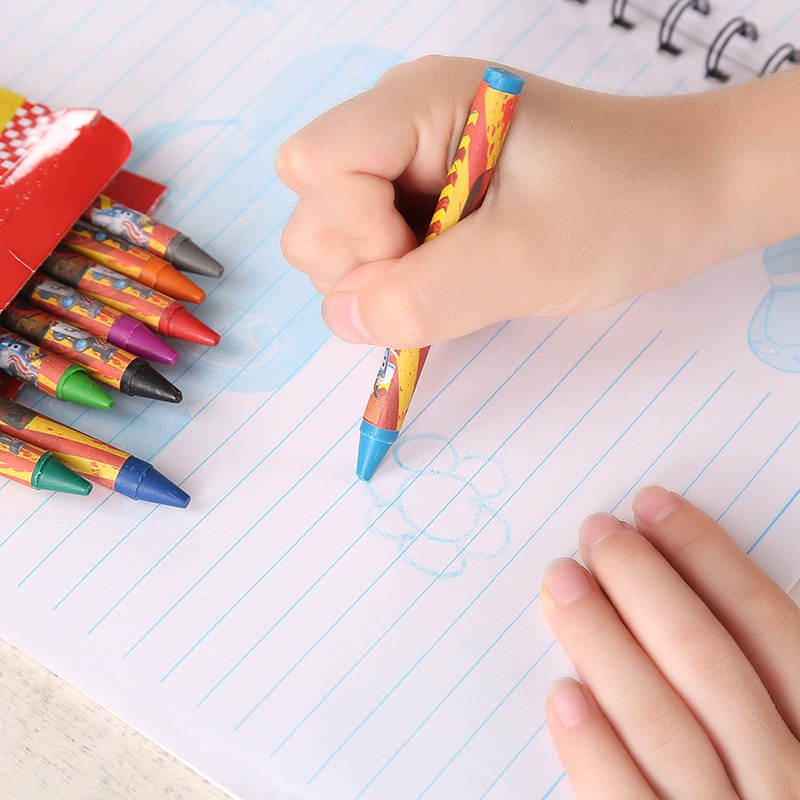 🌈✏ดินสอสีเทียนลายการ์ตูน 8 สี[🎲สุ่มลาย]✔️พร้อมส่ง สีเทียน ระบายสีการ์ตูน ดินสอสี สีเทียน วาดรูป - รูปที่ 2