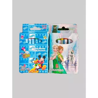 🌈✏สีเทียนลายการ์ตูน 8 สี[🎲สุ่มลาย]✔️พร้อมส่ง วาดรูประบายสีการ์ตูน เครื่องเขียน ราคาส่ง