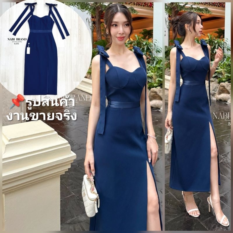 ชุดคุณภาพดี ตรงปก ร้านนี้มีพร้อมส่งเลย ไม่ต้องเช็ค*ส่งไว เดรส ชุดออกงานสี​ น้ำเงิน​ กรม​ Nabi​