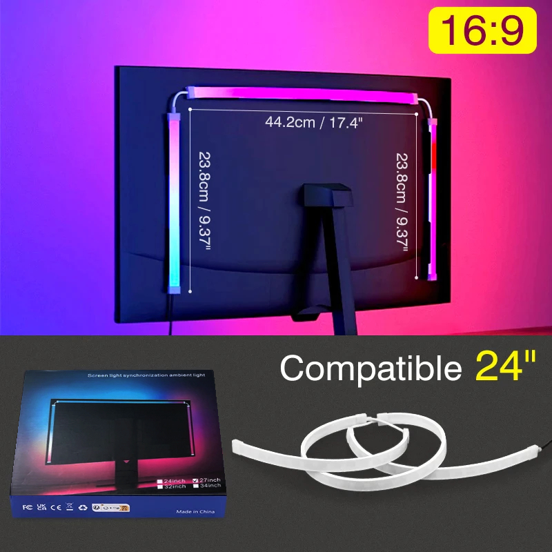 【โปรโมชั่นราคาเบาๆ】แถบไฟ RGB ซิงโครไนซ์หน้าจอคอมพิวเตอร์ USB 5V สีดรีม สําหรับห้องเล่นเกม