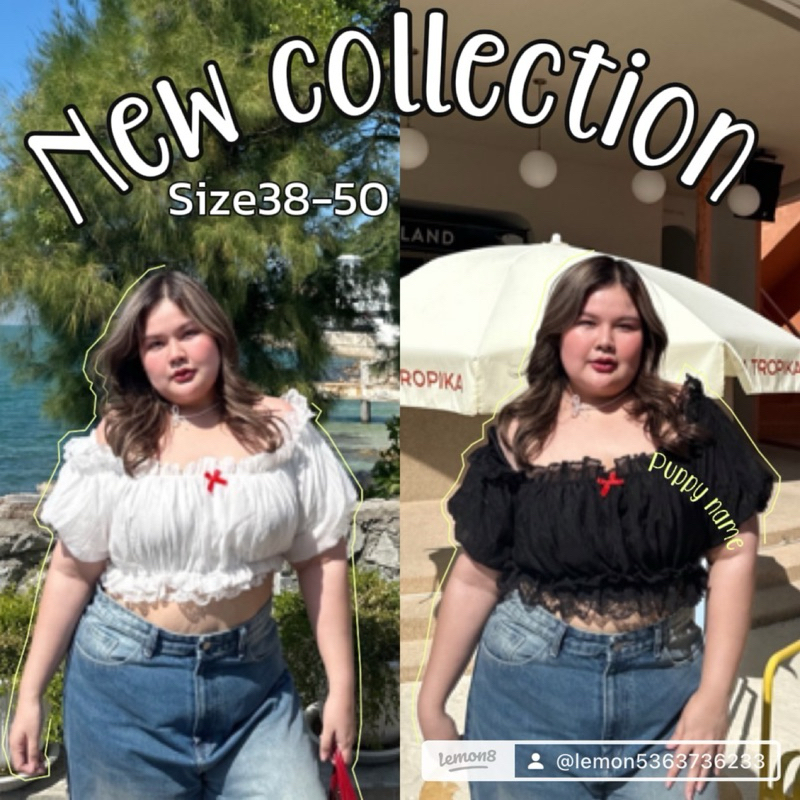 PLUS-SIZE เสื้อ แขนตุ๊กตา จั้มเอว กำลังฮิตเลย (size38-50)ผ้าไม่ร้อน มีซับในให้ สม็อคหลัง