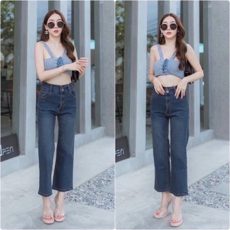 💓 Punny Jeans⚡️⚡️กางเกงยีนส์ทรงกระบอก ผ้ายืด - รูปที่ 5