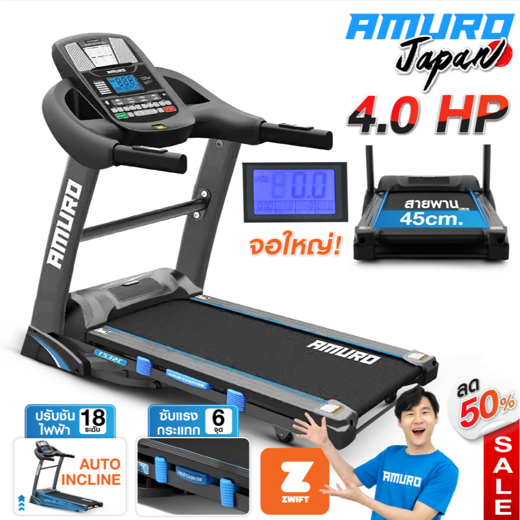 [ใส่โค้ด AMR500DEC ลด 500] ลู่วิ่งไฟฟ้ารุ่น T532(รองรับ ZWIFT) 4.0แรงม้า AUTO Treadmill ปรับความชั่น