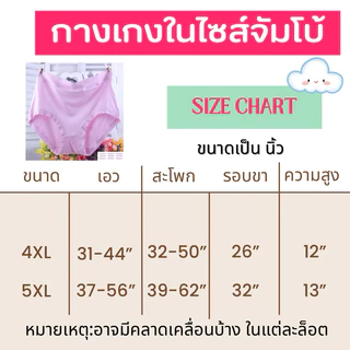 🟪กางเกงในจัมโบ้ ไซส์ใหญ่ 4XL-5XL กางเกงในสาวอวบ อ้วน เหมาะกับน้ำหนัก 80-160กิโล ราคาถูก พร้อมส่ง ส่งไว✅