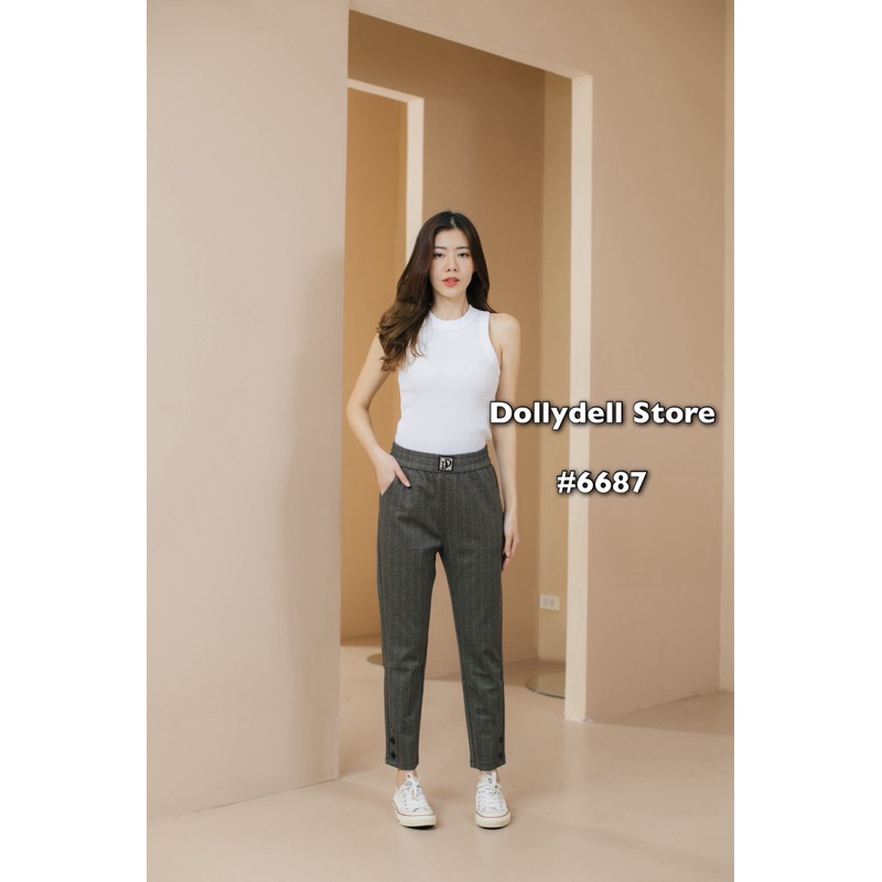 6687 กางเกง Dolly Dell ผ้าทอลายในตัว