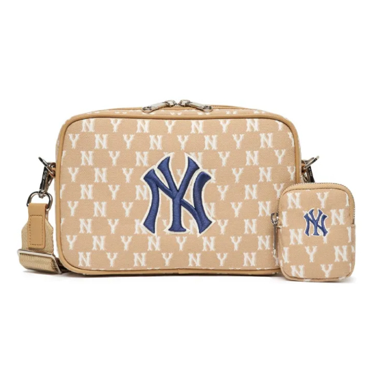 MLB NY กระเป๋าทรงสี่เหลี่ยมสพายข้าใบใหญ่+ใบเล็กใส่กล้องใส่มือถือผ้าcottonรุ่นMonogram