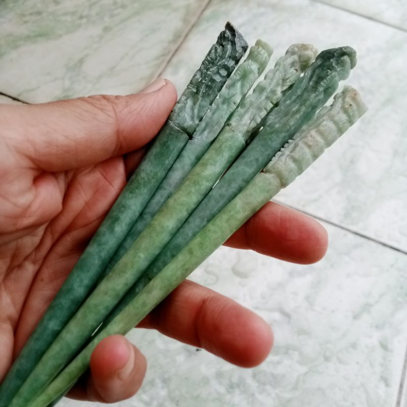 #ปิ่นหยกพม่าแท้ #Natural Jadeite Hairpin