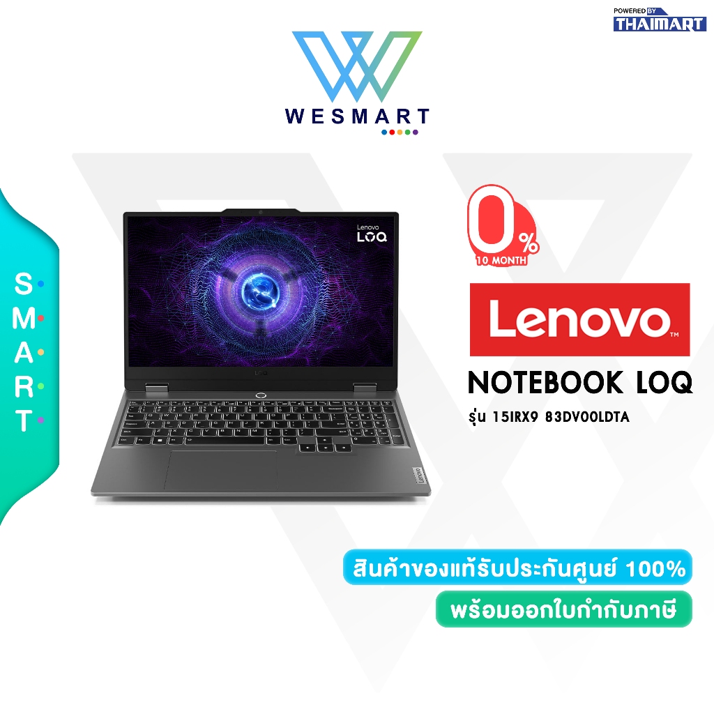 LENOVO NOTEBOOK (โน้ตบุ๊ค) LOQ 15IRX9 83DV00LDTA : Core i5-13450HX/24GB DDR5/512GB SSD/Win11Home/War