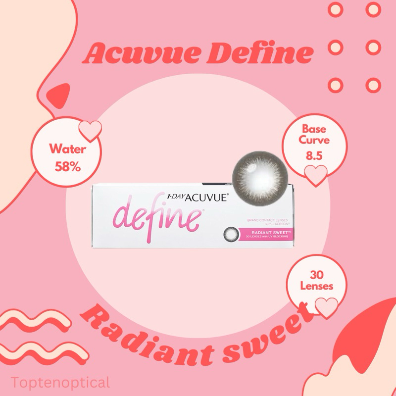 แบ่งขาย Acuvue define สี Radiant sweet 0.00 ถึง -7.00