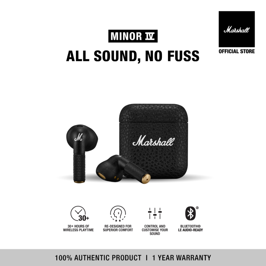 [NEW ARRIVAL] MARSHALL Minor IV black - หูฟังบลูทูธ, หูฟังไร้สาย, true wireless tws