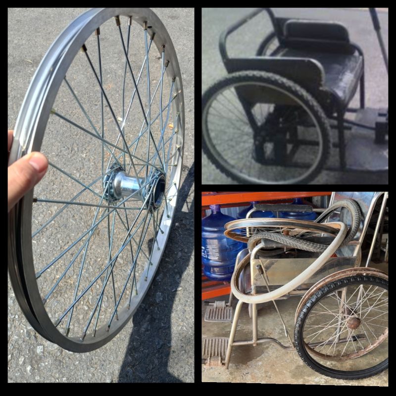 ล้อ วีลแชร์ (ดูเบอร์ยางอย่าวัดล้อ) ขนาด 20 และ 24 นิ้ว Wheelchair ล้อรถโยก สำหรับคนพิการ วงล้อ(ระบบจ