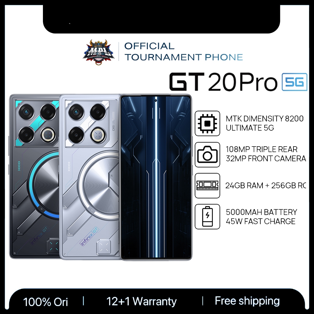 Infnix GT 20 PRO 5G 256+24GB I ชิปเซ็ตเกมมิ่ง Dimensity 8200 Ultimate 4nm 5G I รองรับ ROV 120 COD