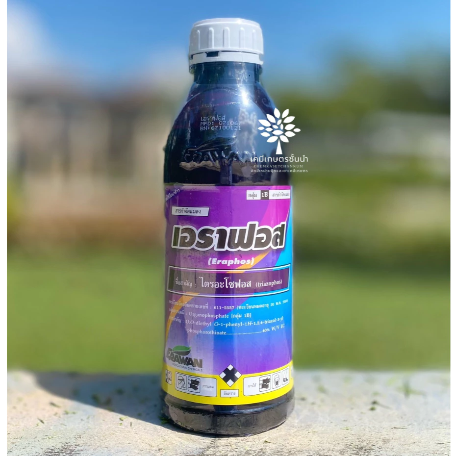 เอราฟอส(ไตรอะโซฟอส 40%EC) 1 ลิตร – สารกำจัดแมลงศัตรูพืช ออกฤทธิ์แบบถูกตัวตายและกินตาย