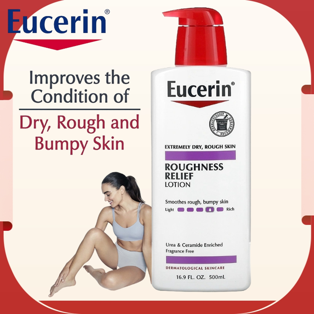 Eucerin Roughness Relief Lotion Fragrance Free 16.9 fl oz (500 ml) สูตรอ่อนโยน โลชั่นให้ความชุ่มชื้น [EXP.2026]