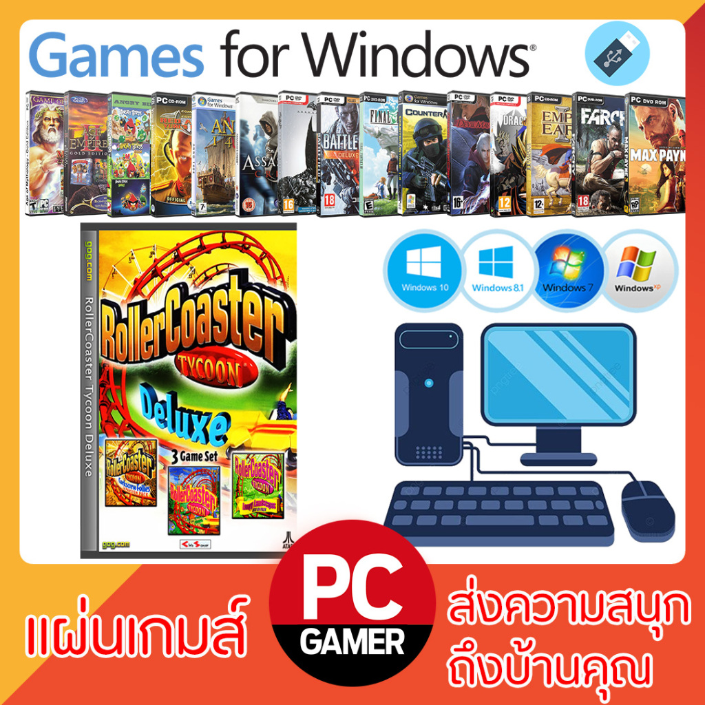 แผ่นเกมส์คอมพิวเตอร์ PC : RollerCoaster Tycoon Deluxe