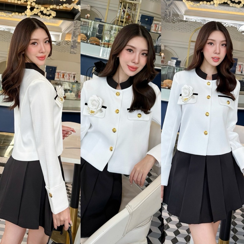 เซ็ทกระโปรงทูโทน สวยมากก สวยหรูลุคคุณหนูรอบนี้เรามีเข็มกลัดดอกไม้แถมให้ด้วยน๊า code 17200