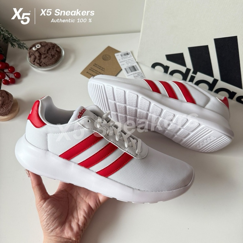 adidas ของแท้ 100% Lite Racer 3.0 สีขาวแดง