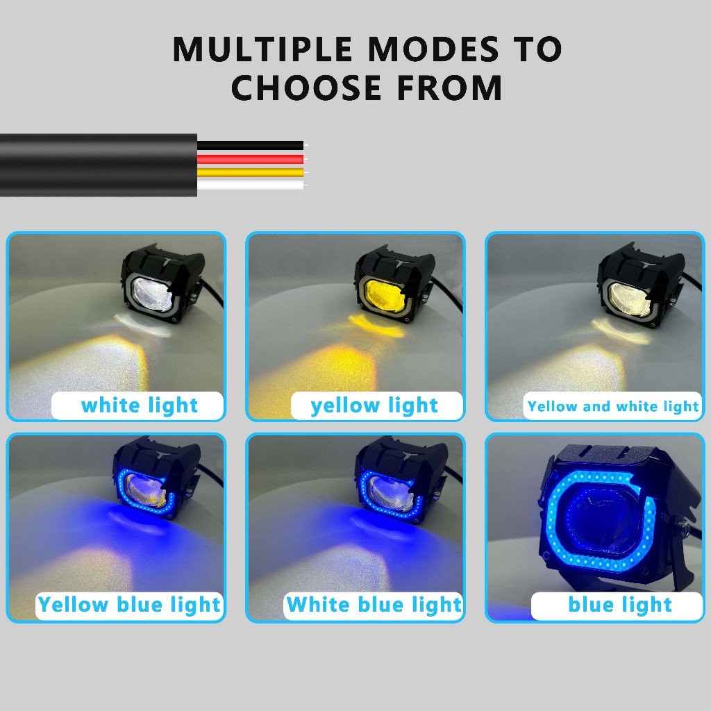 ไฟขับรถขนาดเล็ก 2 ชิ้น อัพเกรด V7 Pro ชุดที่ 2 ไฟสูง/ต่ำ LED สีขาว/เหลืองและน้ำเงิน - รูปที่ 7