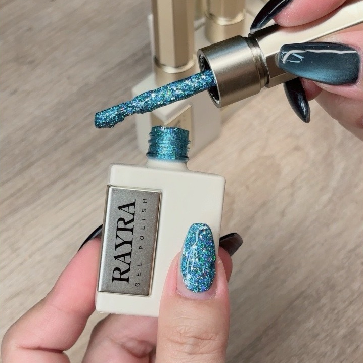 สีเจล New Rayra premium gel Glitter ฟ้าเทอร์ควอยซ์ Rayra 21