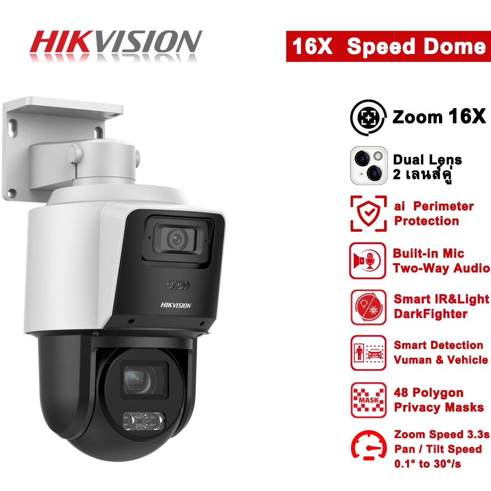 Hikvision 16× Network Speed Dome DS-2SE3C404MWG-E TandemVu 4 MP+4MP Support Human and Vehicle Detect