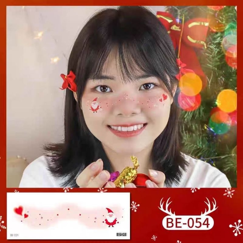 พร้อมส่งในไทย สติ๊กเกอร์ แทททู ลายคริสต์มาส ลายซานต้า ลายน่ารัก ได้ทั้งเด็กและผู้ใหญ่
