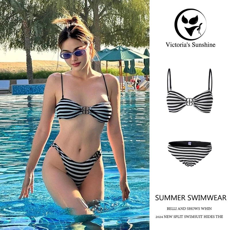 พร้อมส่ง ชุดว่ายน้ำบิกินี่ ทูพีช bikini set สไตล์เซ็กซี่ มีฟองน้ำ เที่ยวทะเล