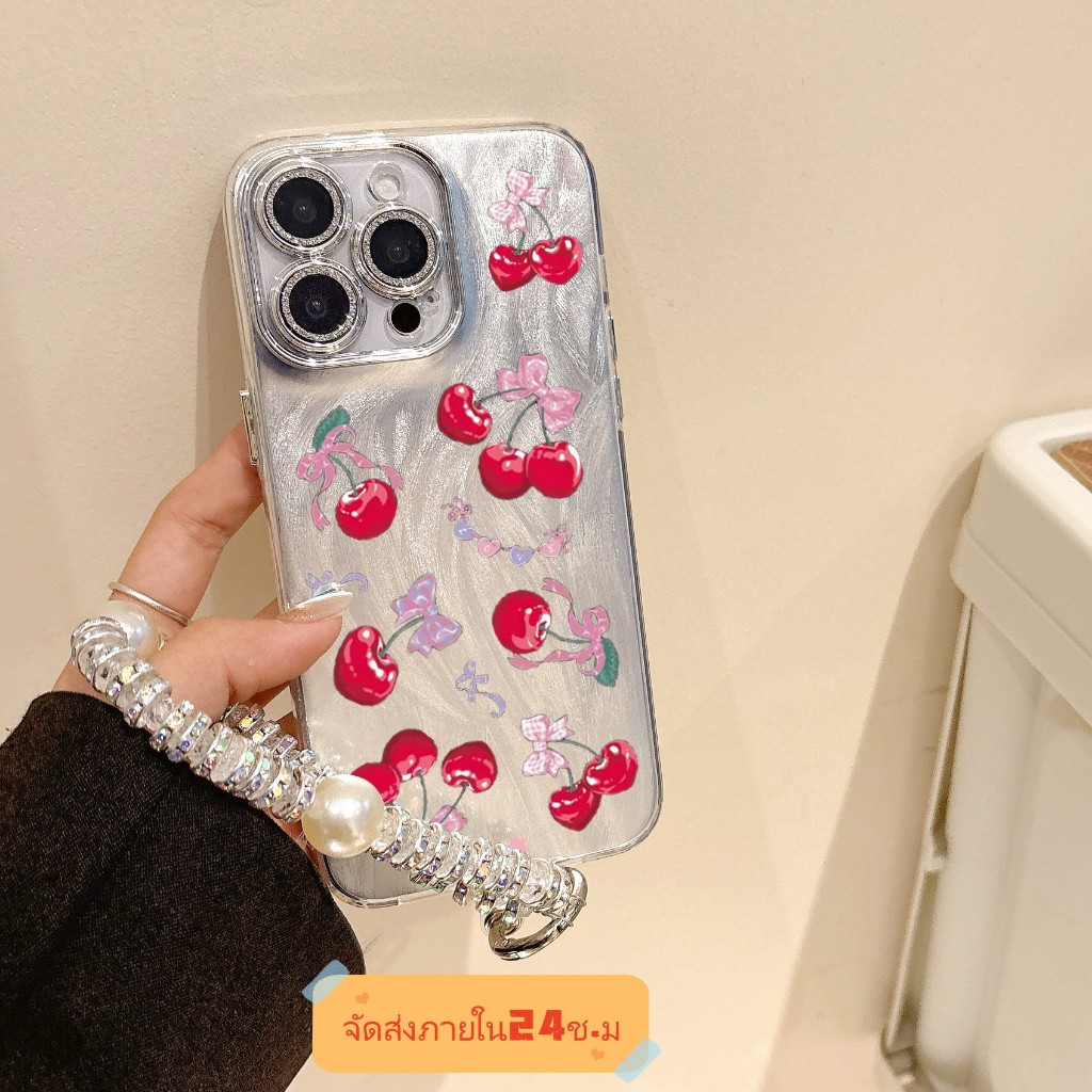 จัดส่งภายใน24ช.ม เคสไอโฟน 16 15 14 13 12 11 Pro Max เคส for iPhone 15 y2k ลายเชอร์รี่ พกง่ายๆ การป้องกันการตก Case